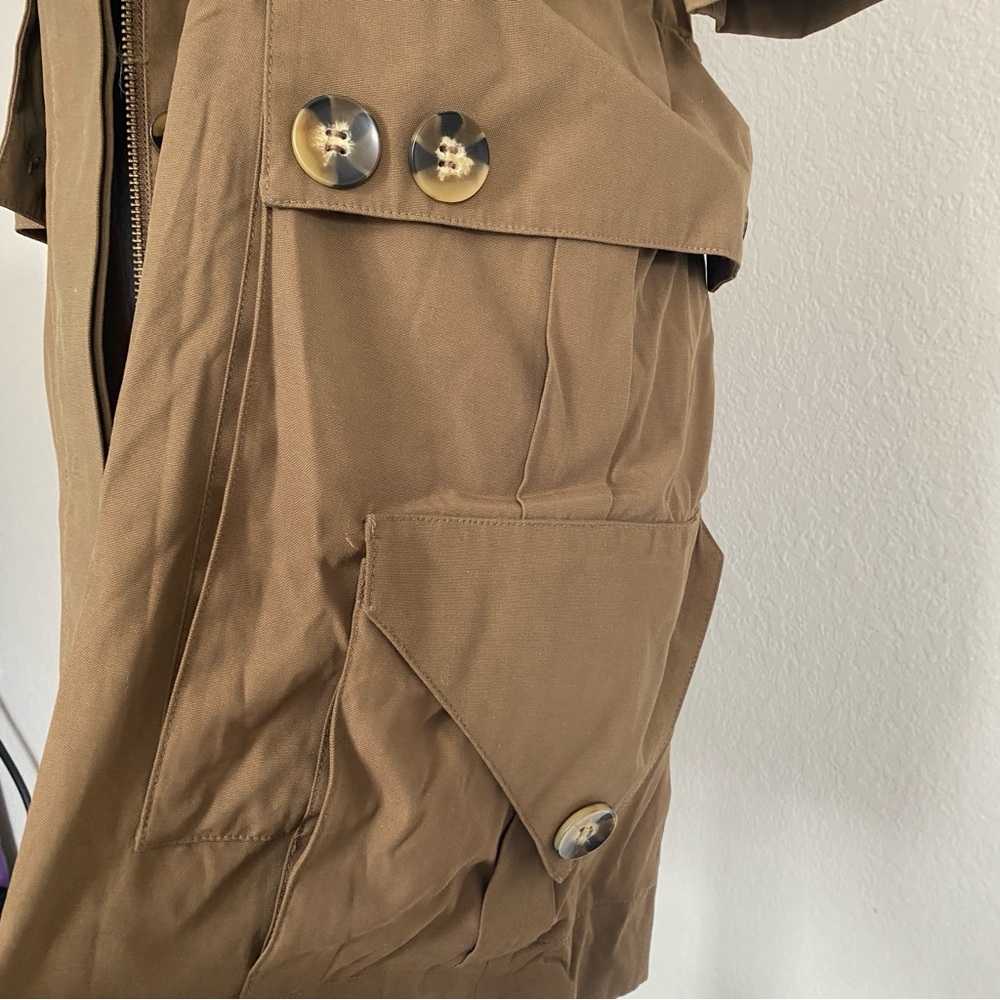 Zara Tan Trench Coat with Button Accents - Size Small - Picture 2 of 7